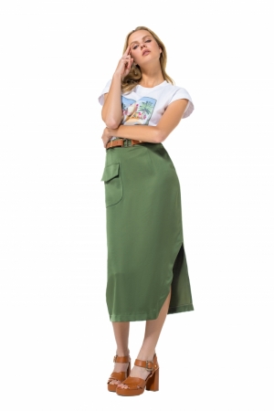 rechtvallende shiny midi rok 61 Cypress