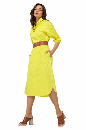 rechtvallende jurk in stretch 80 Lemon