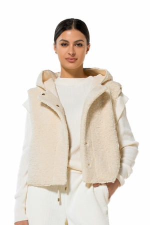 korte teddy bodywarmer 93 Cream