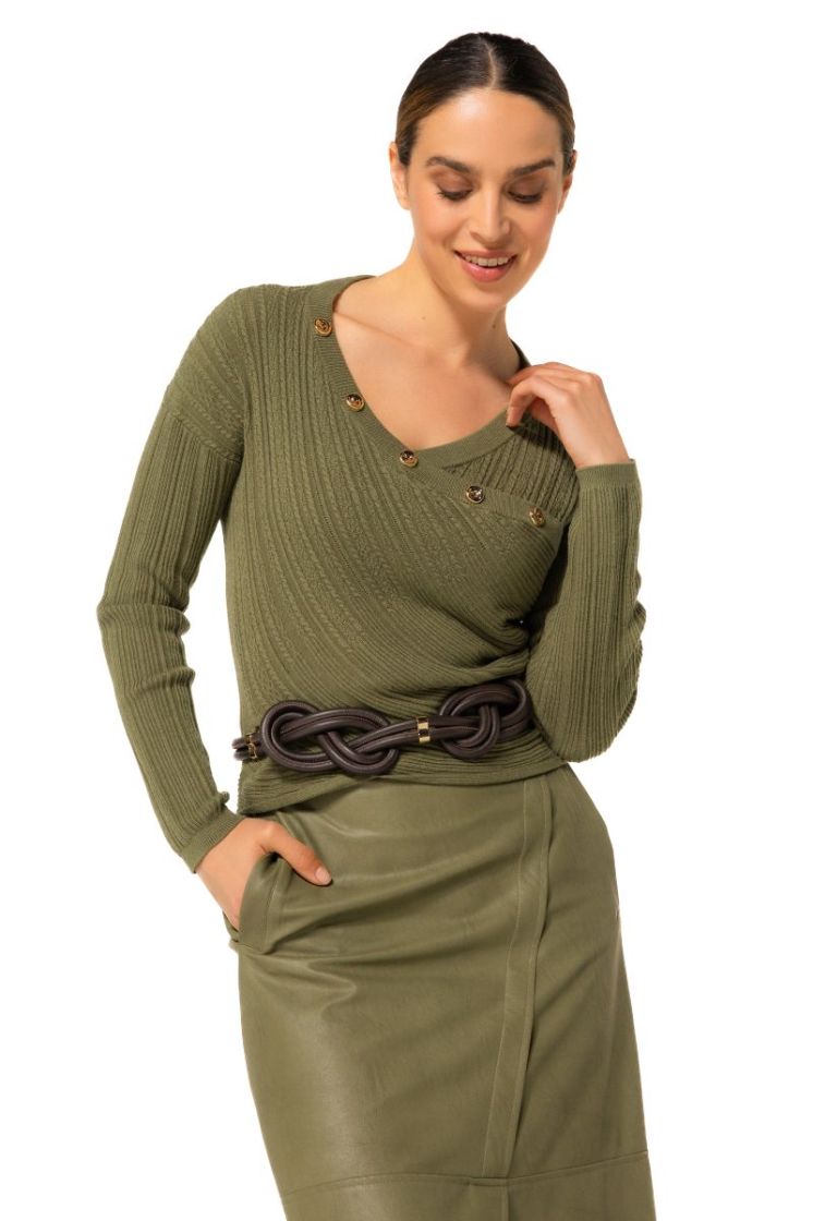 aansluitende pull met wikkel-e 61 Olive