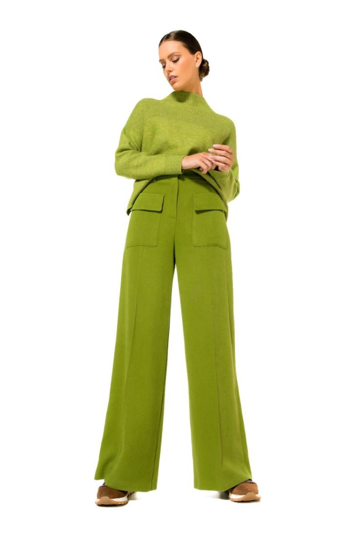 elegante broek in soft woolmix 62 Avocado