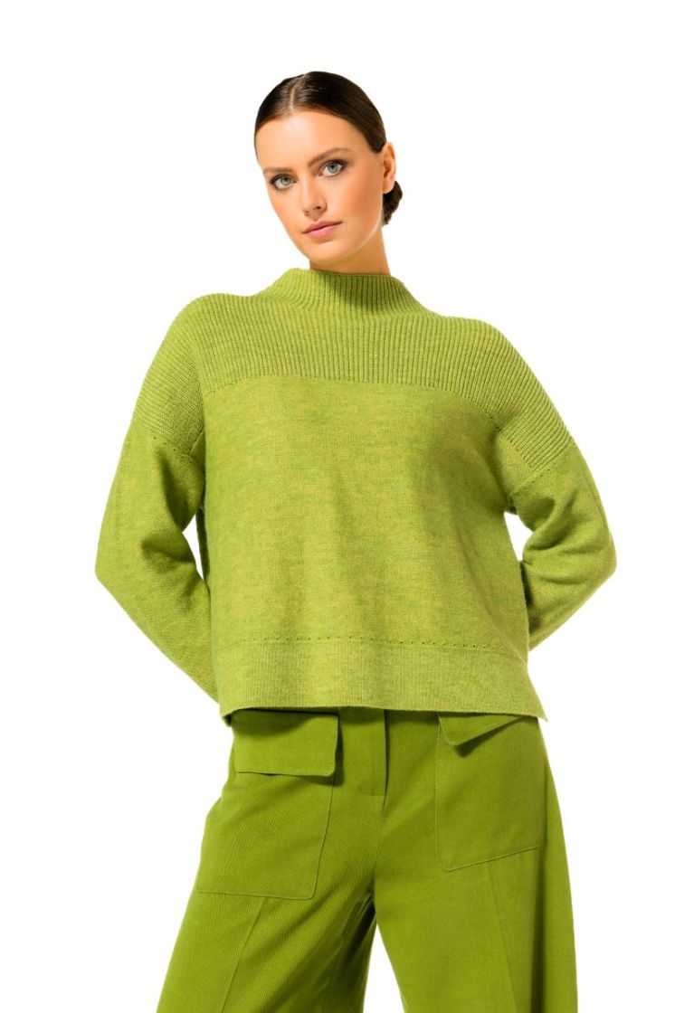 elegante broek in soft woolmix 62 Avocado