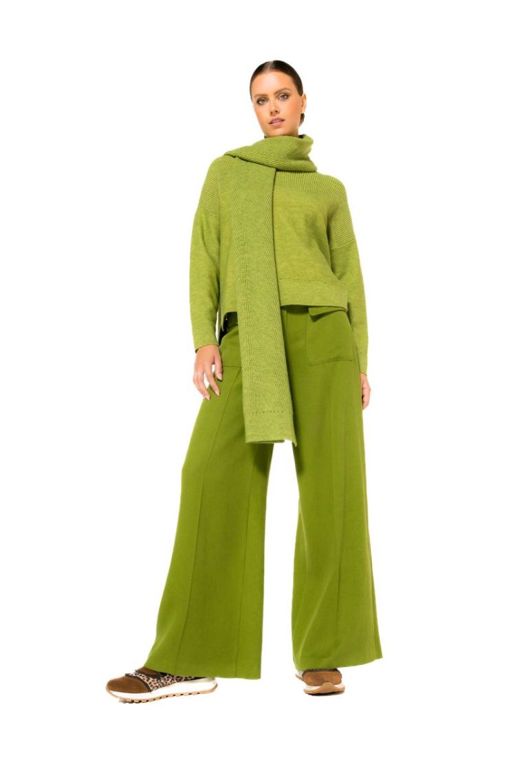 elegante broek in soft woolmix 62 Avocado