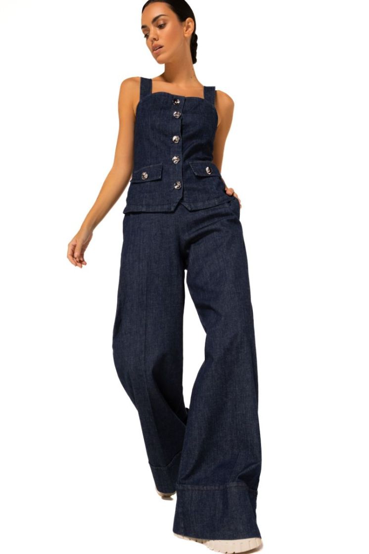 Wijde jeans met omslagboord, h 23 Jeans Dark B