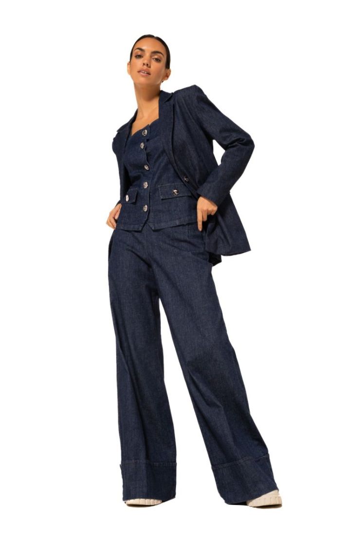 Wijde jeans met omslagboord, h 23 Jeans Dark B