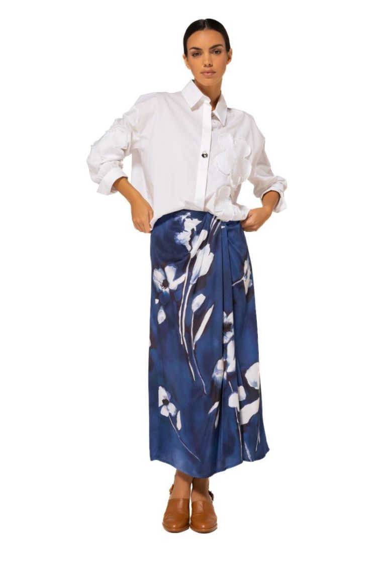 Elegante rok in aquarelprint 29 Multicolor