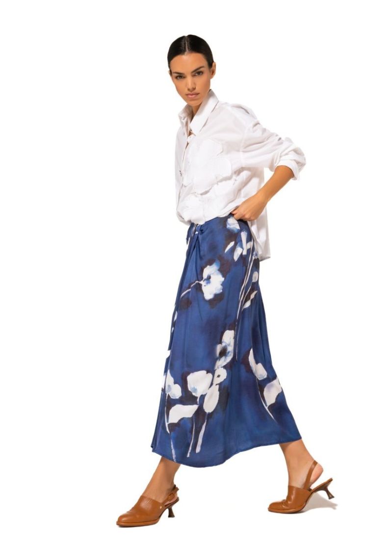 Elegante rok in aquarelprint 29 Multicolor