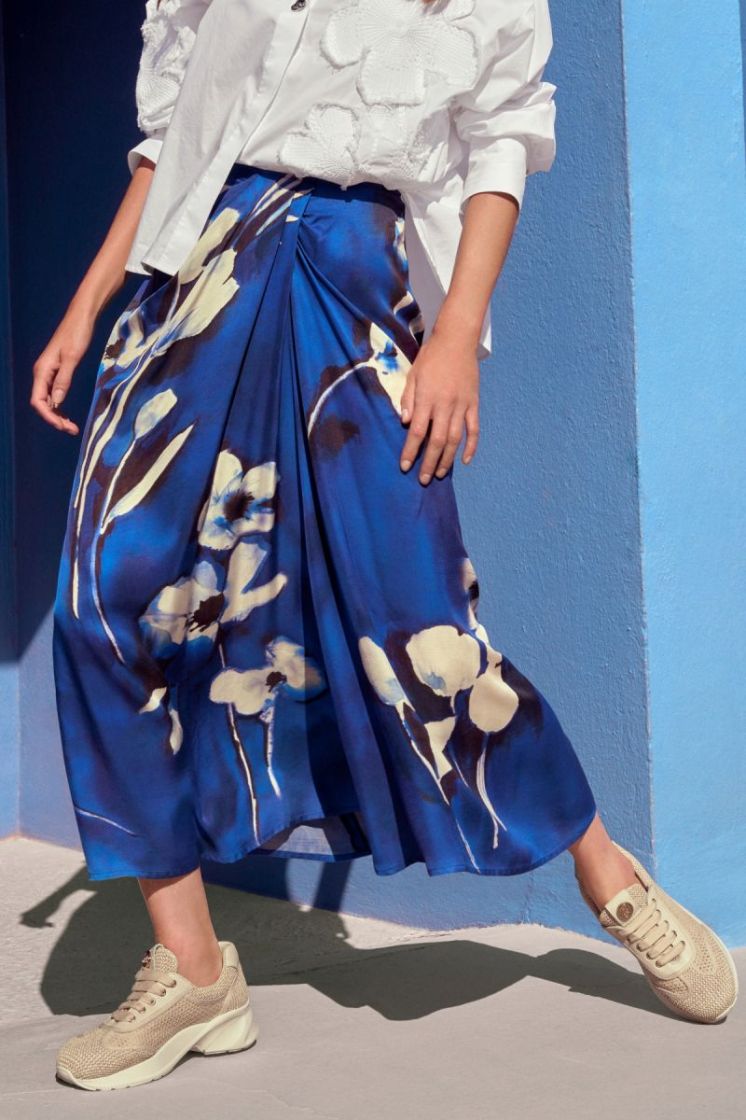 Elegante rok in aquarelprint 29 Multicolor