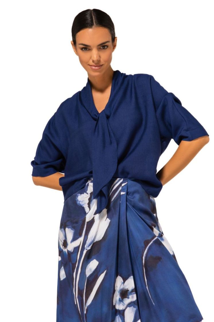 Soepele blouse met aangewerkte 22 Indigo