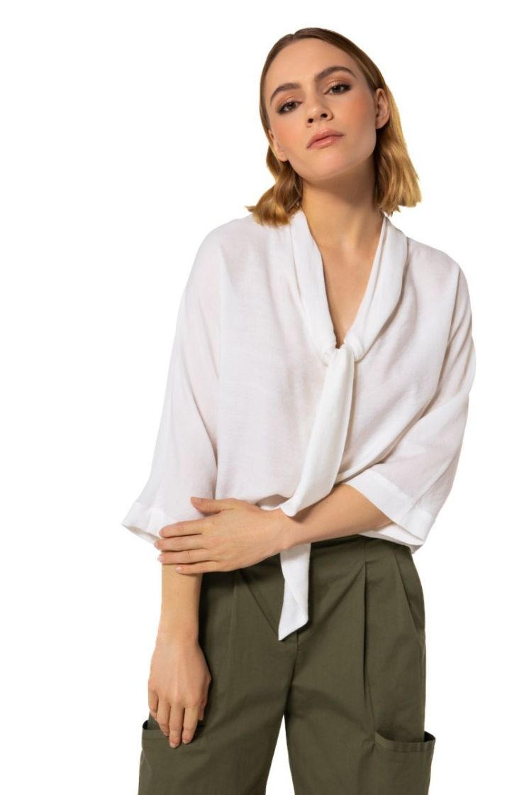 Soepele blouse met aangewerkte 91 Off White