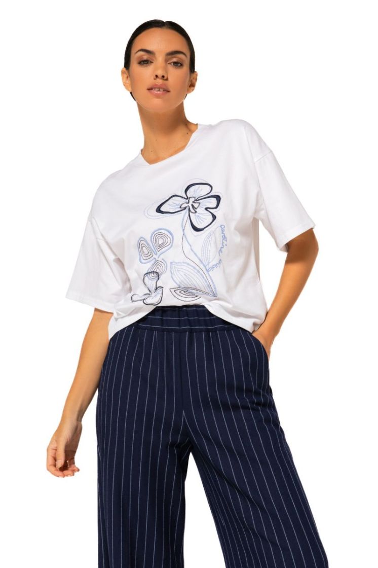 Katoenen T-shirt met broderie 29 Multicolor