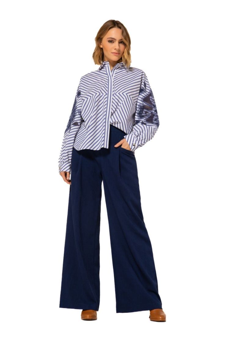 Broek met subtiele plooi en za 22 Indigo