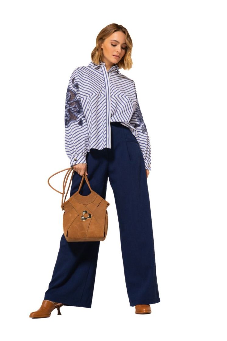 Broek met subtiele plooi en za 22 Indigo