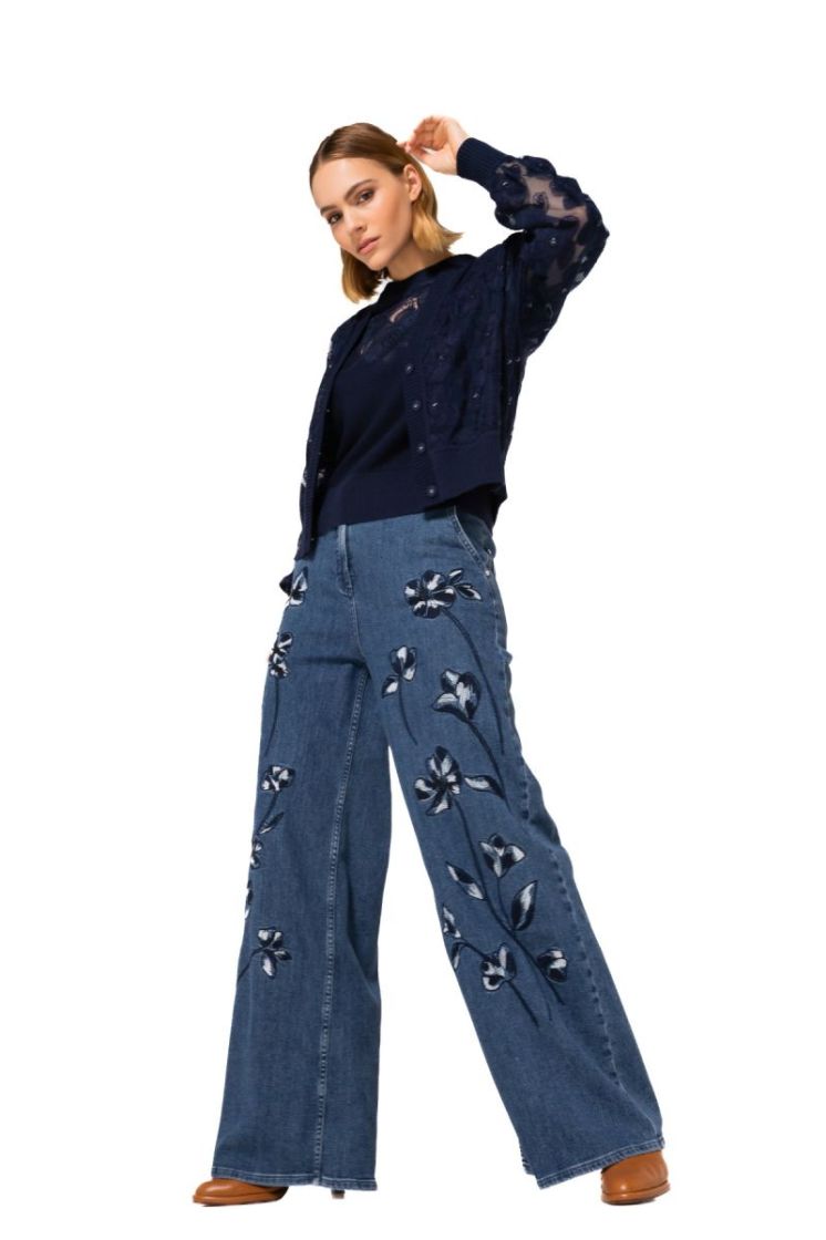 Cardigan in tulle met geborduu 21 Navy