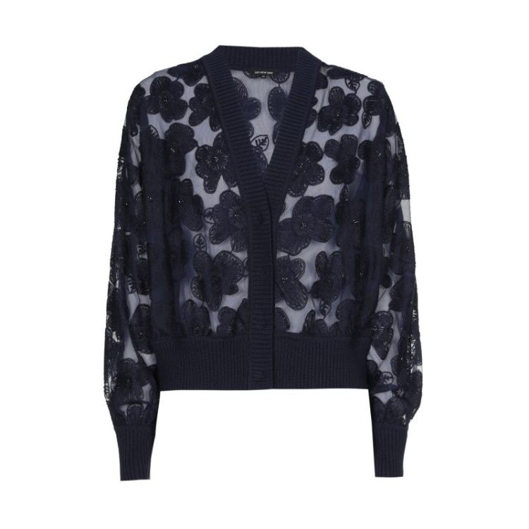 Cardigan in tulle met geborduu 21 Navy