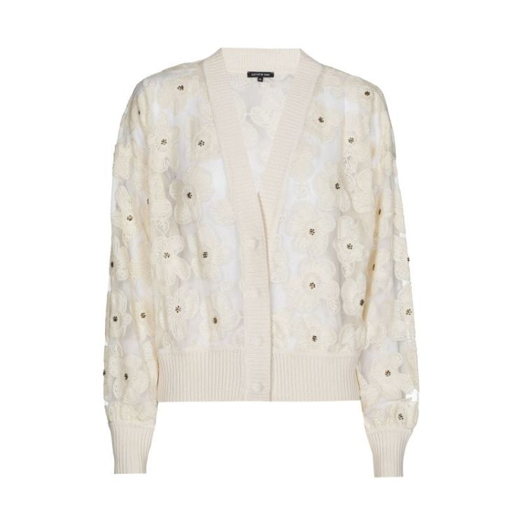 Cardigan in tulle met geborduu 93 Natural