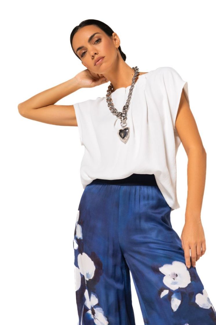 Elegante top met plooidetail 91 Off White