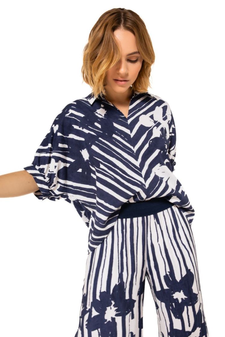 Losvallende blouse met grafisc 29 Multicolor