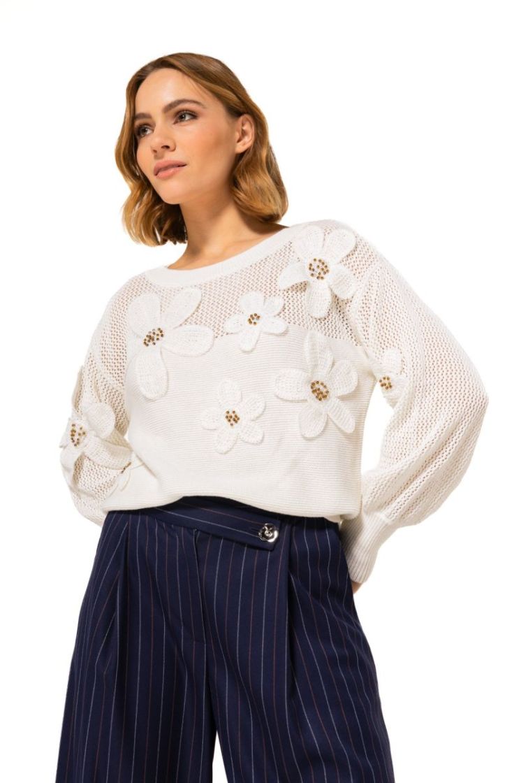 Trui two-styles met bloemappli 91 Off White