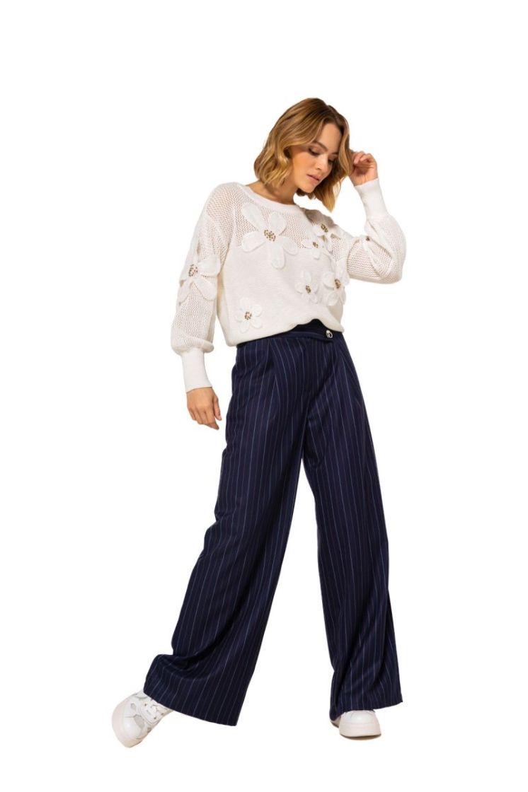 Trui two-styles met bloemappli 91 Off White