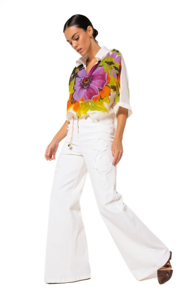 Jeansbroek met uitgerafeld blo 93 Natural