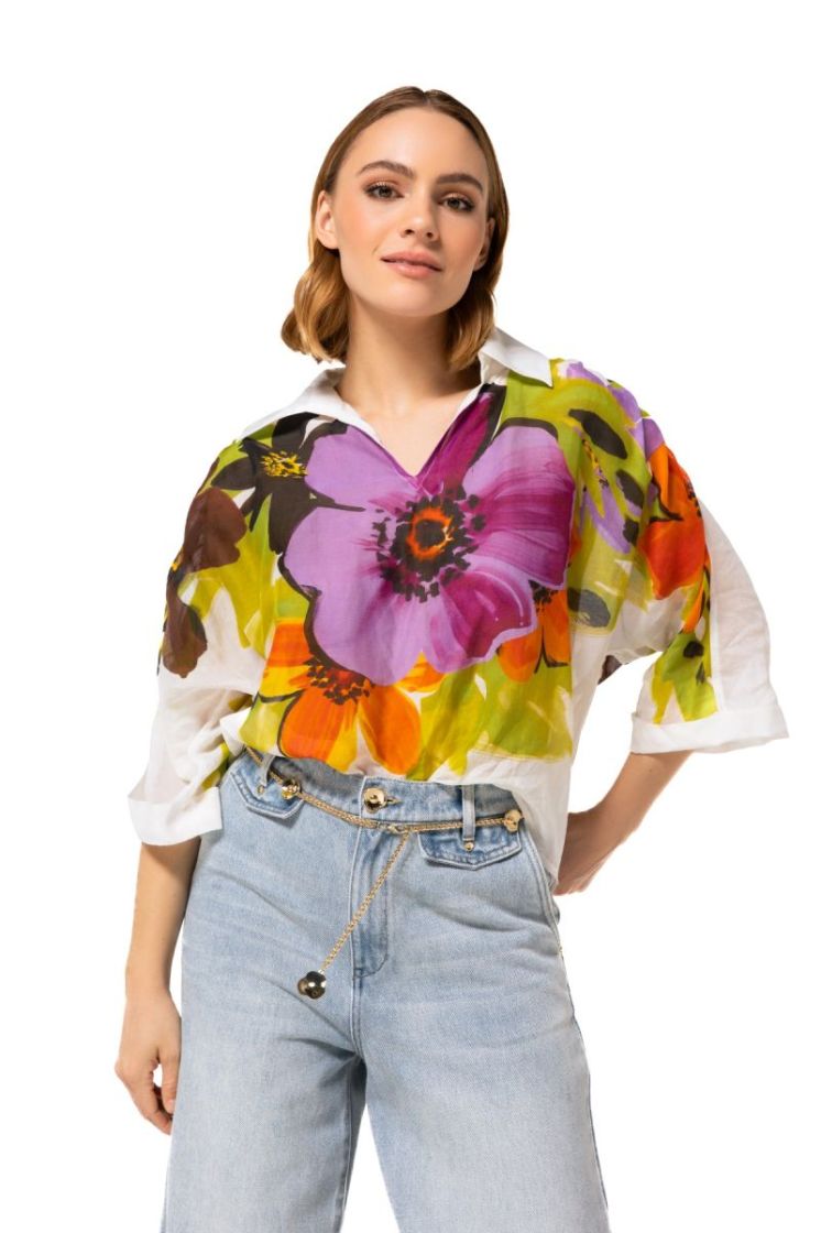 Luchtige blouse in zijdemix 49 Multi Color