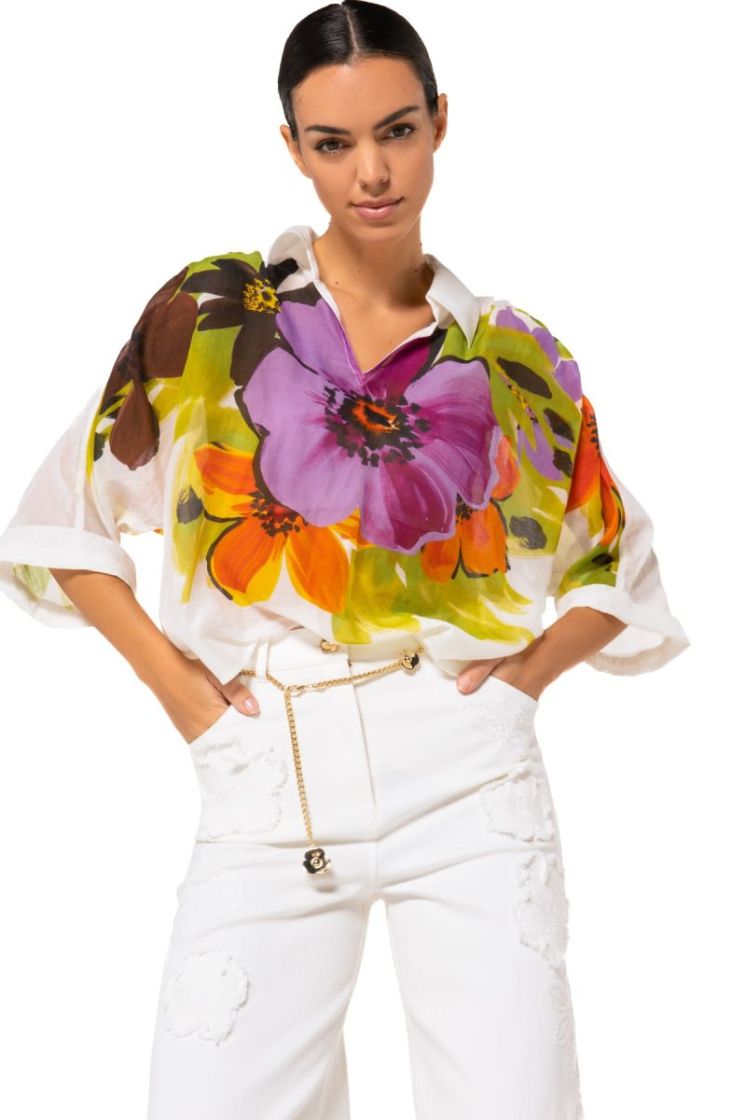 Luchtige blouse in zijdemix 49 Multi Color