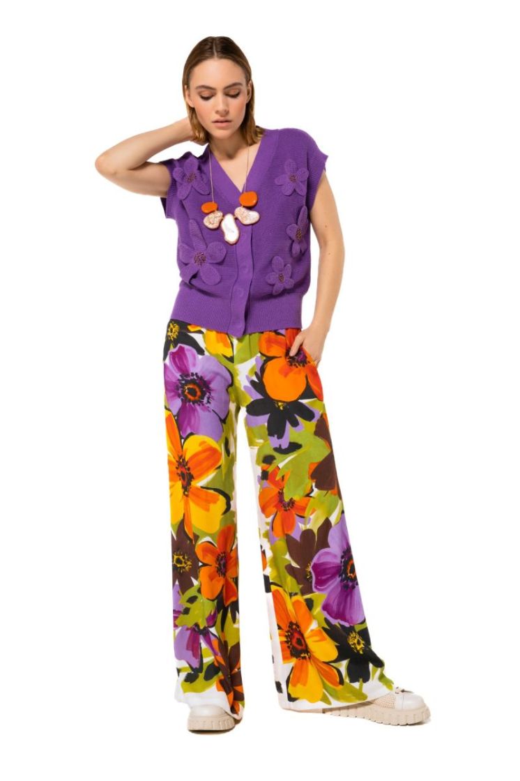 Palazzo broek met bloemprint, 49 Multi Color