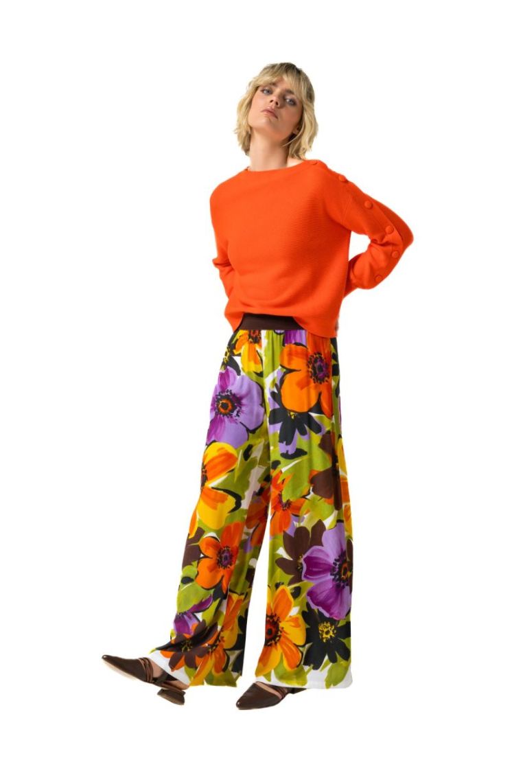 Palazzo broek met bloemprint, 49 Multi Color