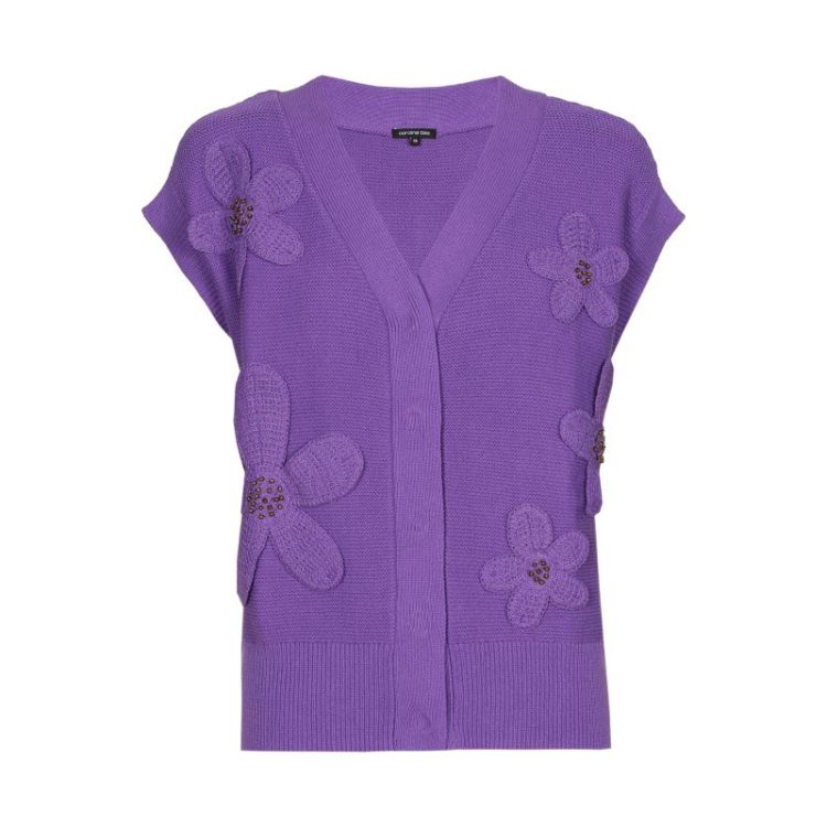 Mouwloze trui met bloemapplica 41 Lavander