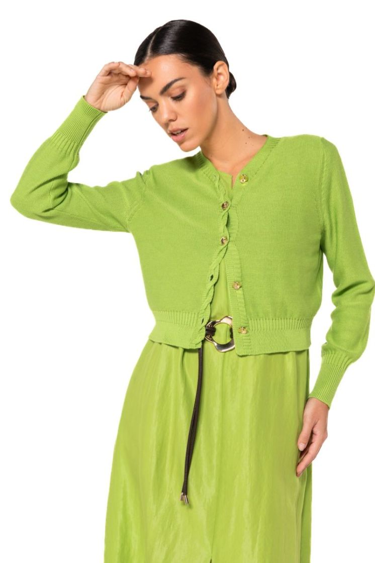 Maxi-jurk in glanzende stof 66 Lime