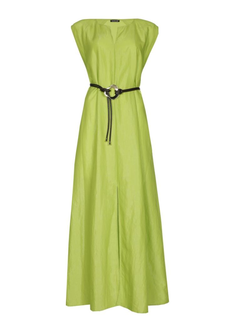 Maxi-jurk in glanzende stof 66 Lime