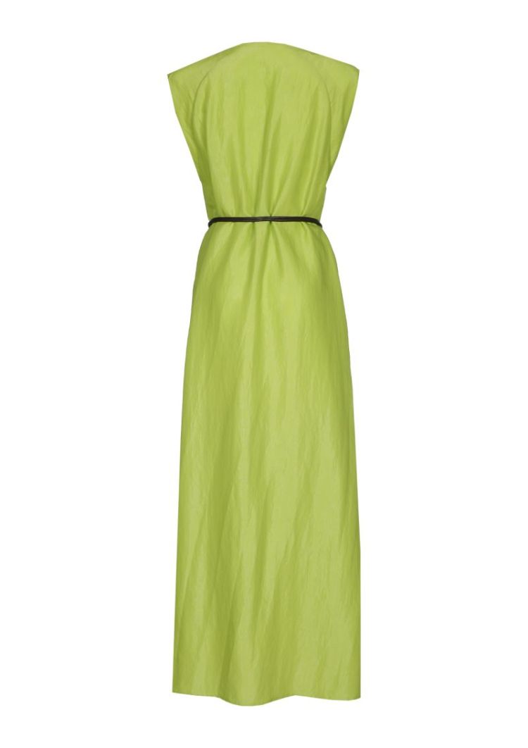 Maxi-jurk in glanzende stof 66 Lime