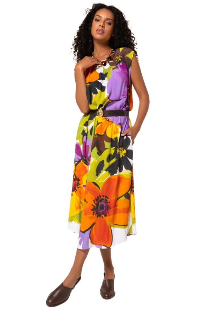 Mouwloze midi-jurk met bloemen 49 Multi Color