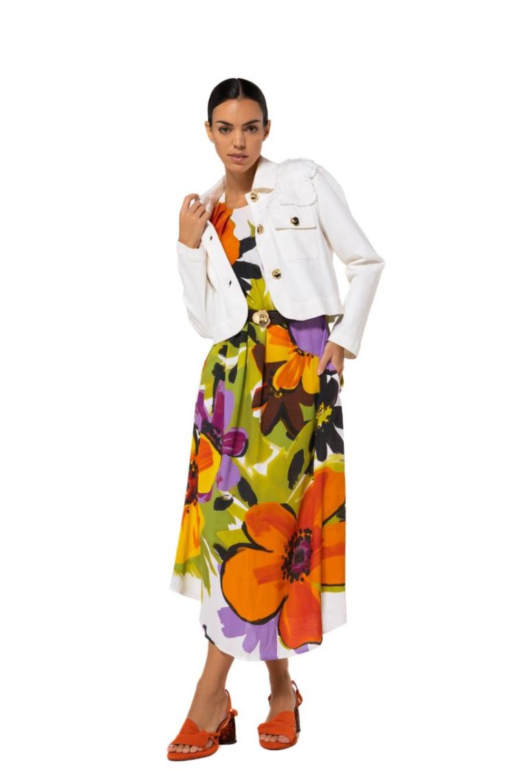 Mouwloze midi-jurk met bloemen 49 Multi Color