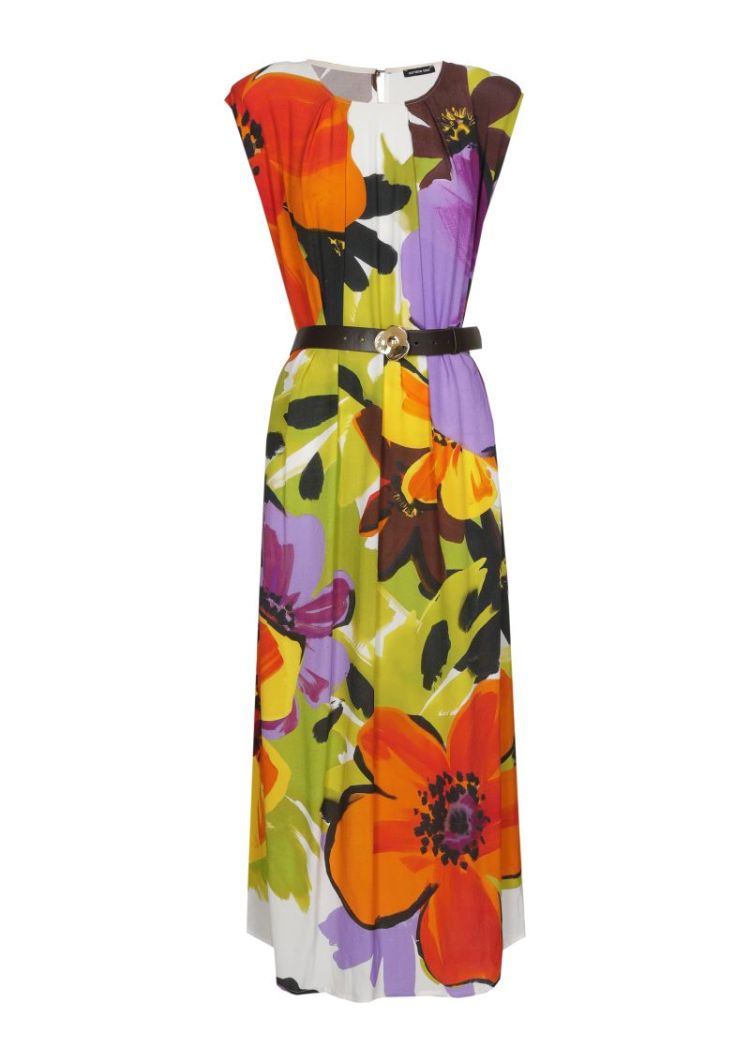 Mouwloze midi-jurk met bloemen 49 Multi Color
