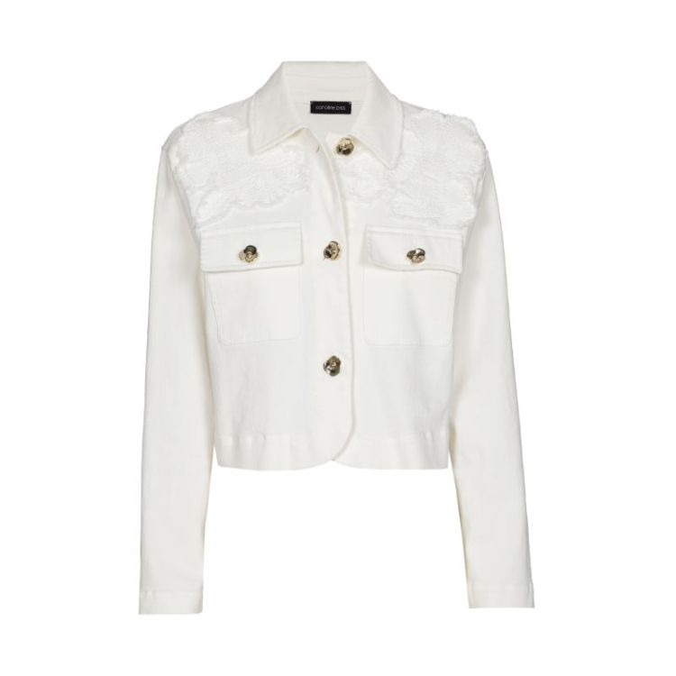 Korte jeansvest met uitgerafel 93 Natural