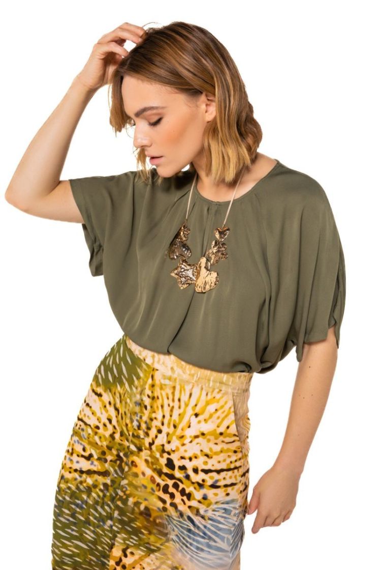 Top met plooidetail 62 Khaki