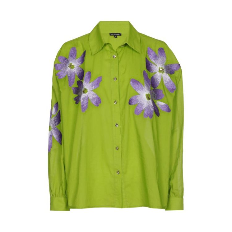 Oversized hemd met bloembroder 66 Lime