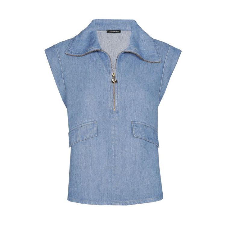 Denim top met kraagdetail 25 Crystal Blue