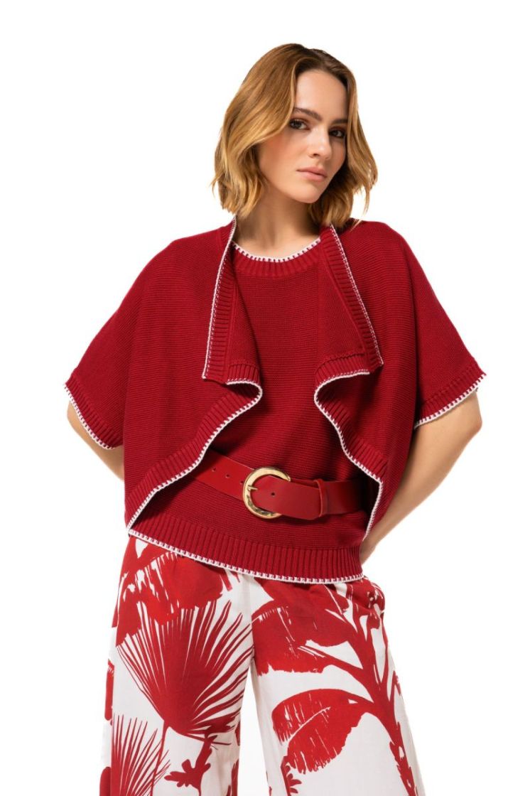 Mouwloze bi-color trui 50 Dark Red