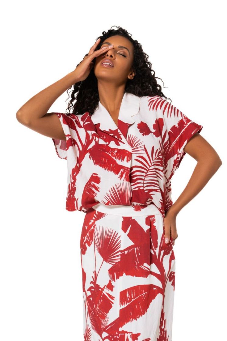 Blouse met botanische print in 59 Multicolor