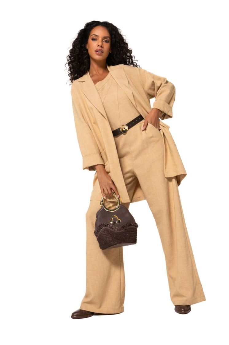 Jumpsuit met asymmetrisch scho 35 Caramel