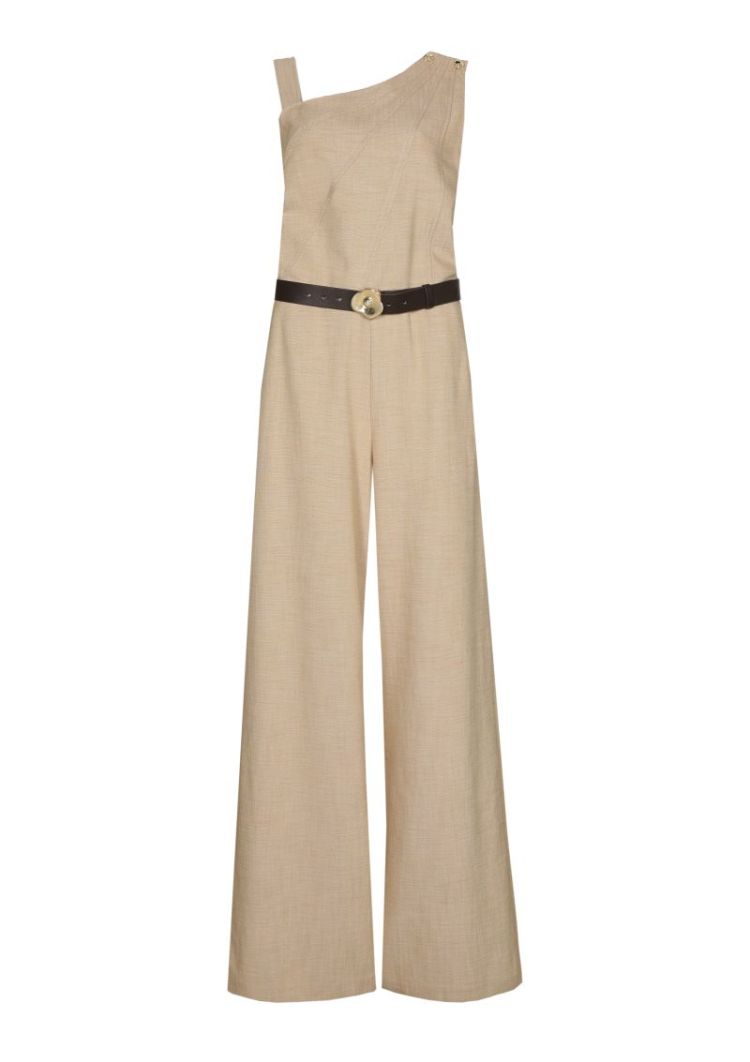 Jumpsuit met asymmetrisch scho 35 Caramel
