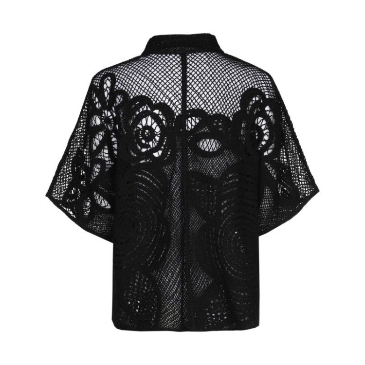 Gehaakte blouse met bloemenmot 10 Black