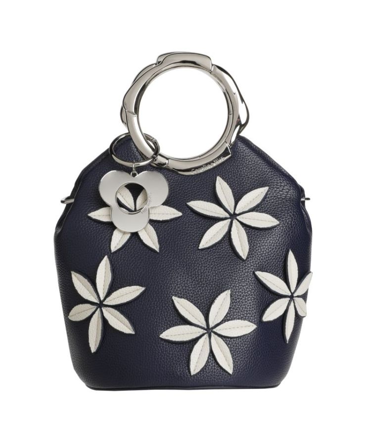 Handtas met opgestikte bloemen 21 Navy
