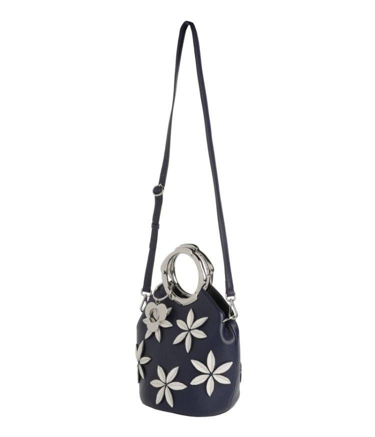 Handtas met opgestikte bloemen 21 Navy
