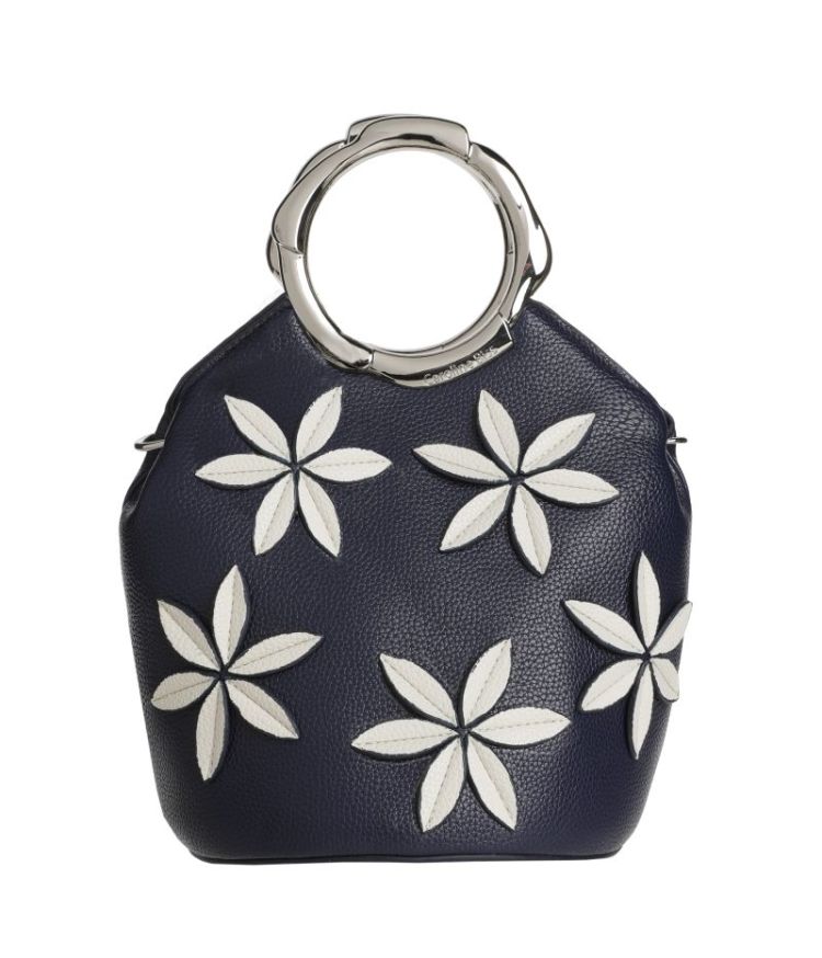 Handtas met opgestikte bloemen 21 Navy