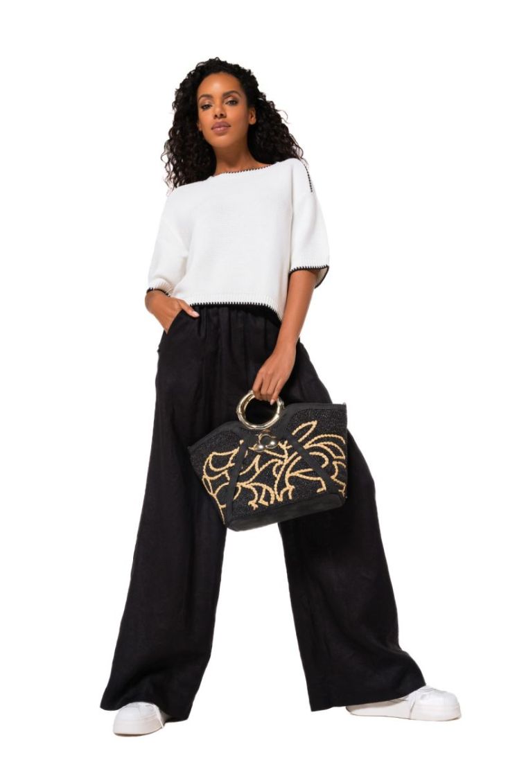 Shopper in rafia 10 Black