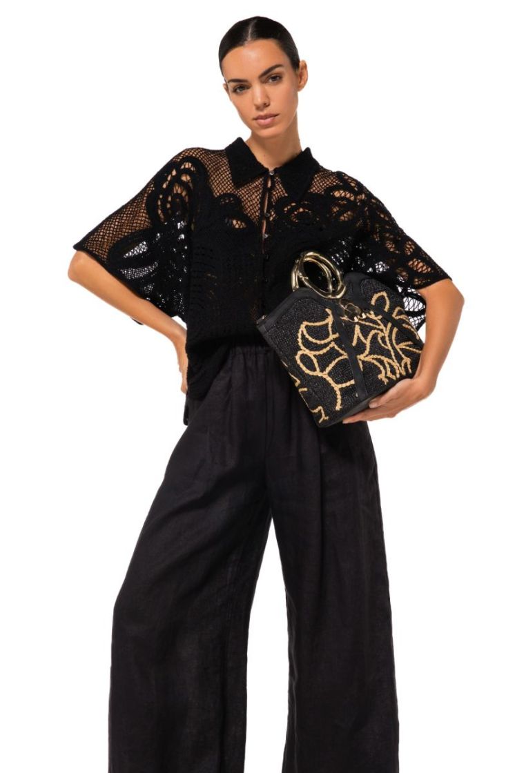 Shopper in rafia 10 Black